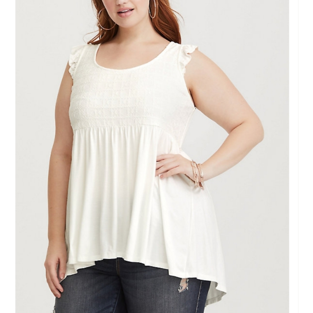 White babydoll high low tank